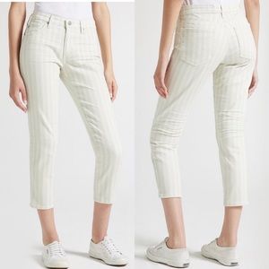 AG Adriano Goldschmied The Prima Cigarette Crop Jean: Coastal Stripe Ivory White